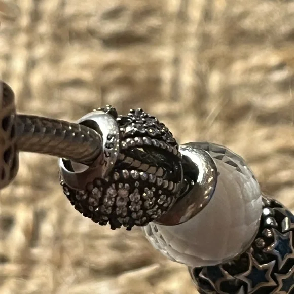 PANDORA Silver 925 Bracelet Full Of 16 Charm Beads L18cm with Box - Picture 9 of 15